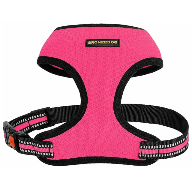 Шлея BronzeDog Mesh для собак дрібних порід, сітчастий нейлон, рожевий, 35-38 см