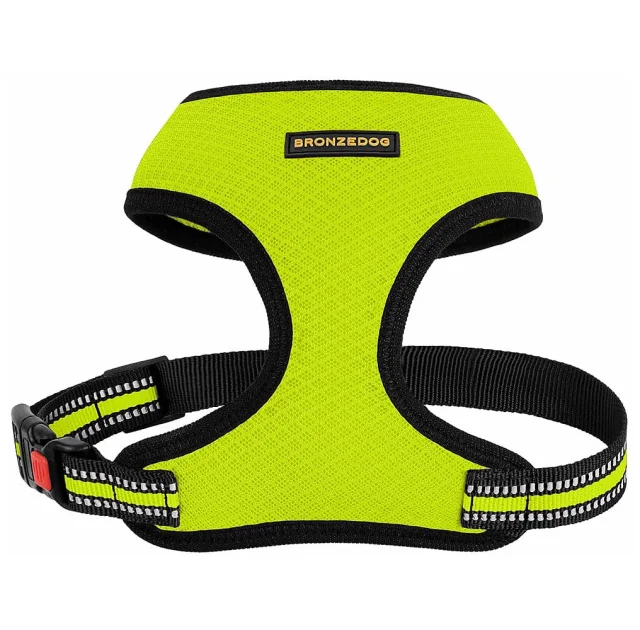 Шлея BronzeDog Mesh для собак дрібних порід, сітчастий нейлон, лимонний, 28-33 см