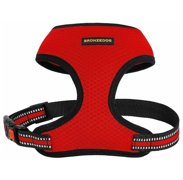 Шлея BronzeDog Mesh для собак дрібних порід, сітчастий нейлон, червоний, 28-33 см