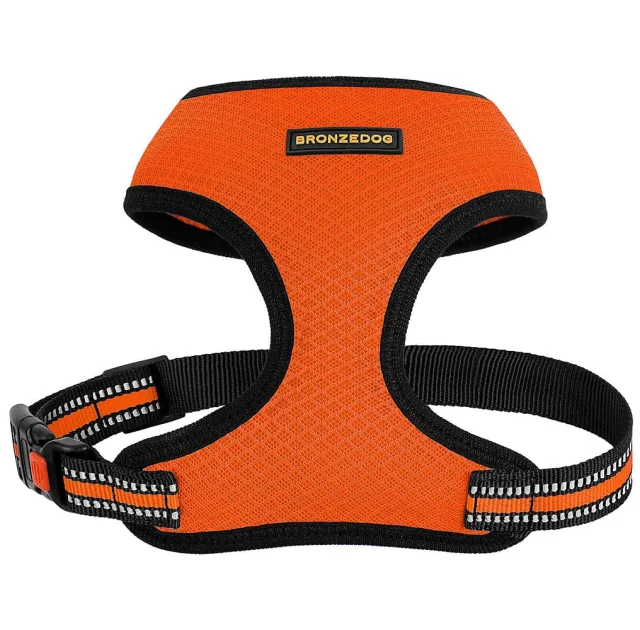Шлея BronzeDog Mesh для собак дрібних порід, сітчастий нейлон, помаранчевий, 40-46 см