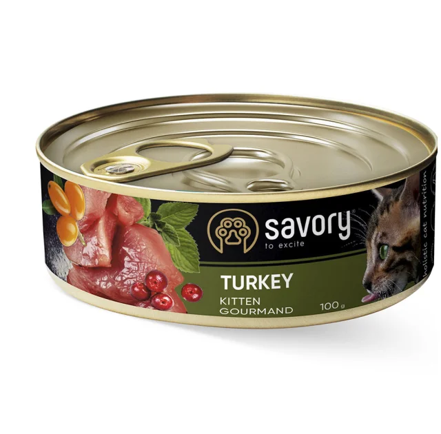 Влажный корм для котят Savory, с индейкой, 100 г