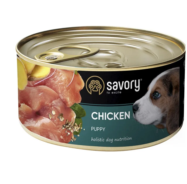 Вологий корм для цуценят Savory, з куркою,  200 г