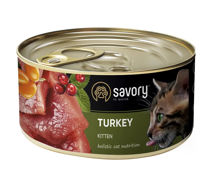 Влажный корм для котят Savory, с индейкой, 200 г