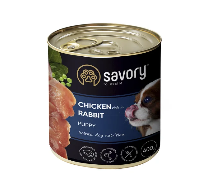 Вологий корм Savory Puppy Chicken&Rabbit для цуценят, курка з кроликом, 400 г