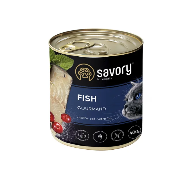Вологий корм для котів Savory, з рибою, 400 г