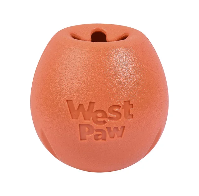 Игрушка для собак West Paw Rumbl Large Melon, для лакомств, оранжевая, 10 см