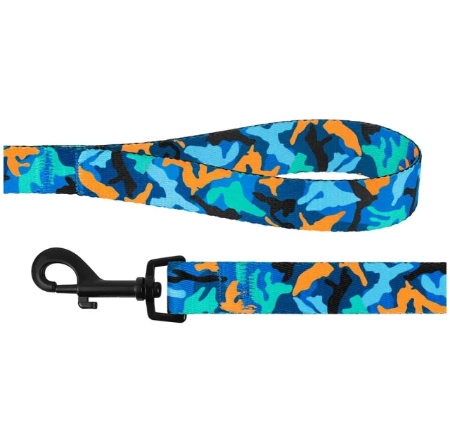 Повідець BronzeDog Camo для собак, нейлон, синій, 152×2.5 см
