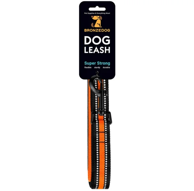 Повідець BronzeDog Mesh для собак, сітчастий нейлон, помаранчевий, 200×2.5 см