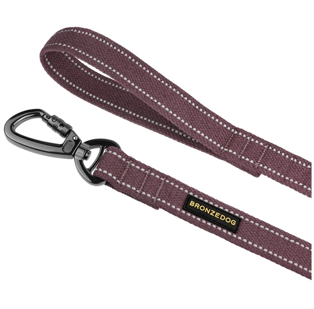 Повідець BronzeDog Cotton для собак, брезент з карабіном на замку, чері, 300×2.5 см