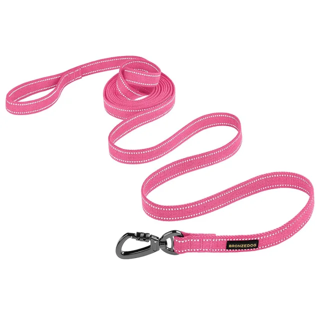 Повідець BronzeDog Cotton для собак, брезент з карабіном на замку, рожевий, 300×2 см
