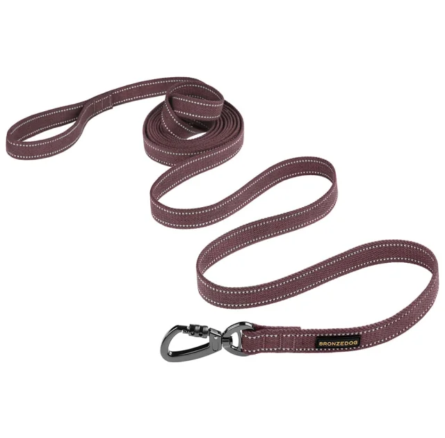 Повідець BronzeDog Cotton для собак, брезент з карабіном на замку, чері, 500×2.5 см