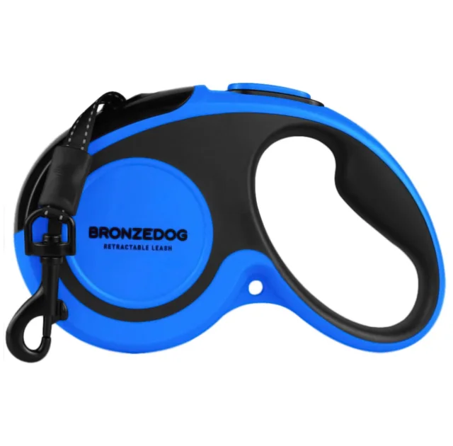 Поводок-рулетка BronzeDog Premium з рефлекторною стрічкою, до 30 кг, синій, 5 м
