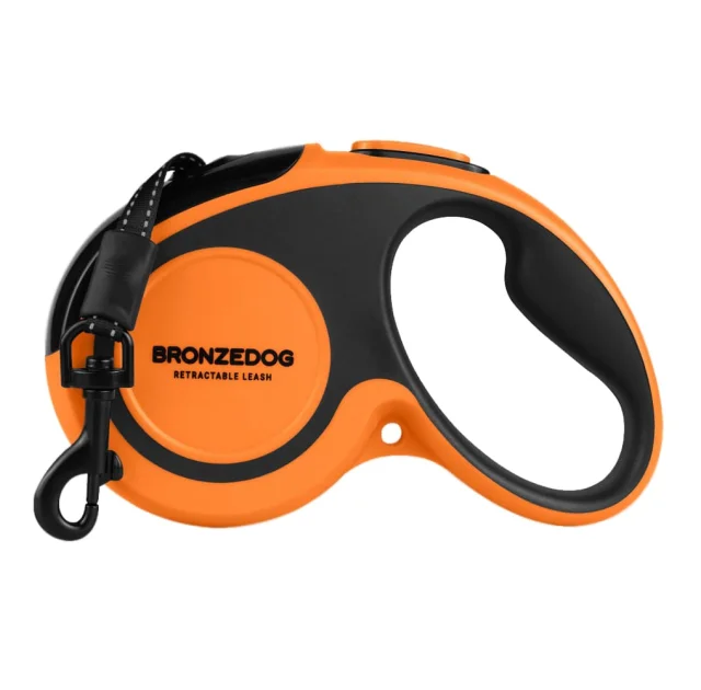 Поводок-рулетка BronzeDog Premium з рефлекторною стрічкою, до 50 кг, оранжевий, 5 м