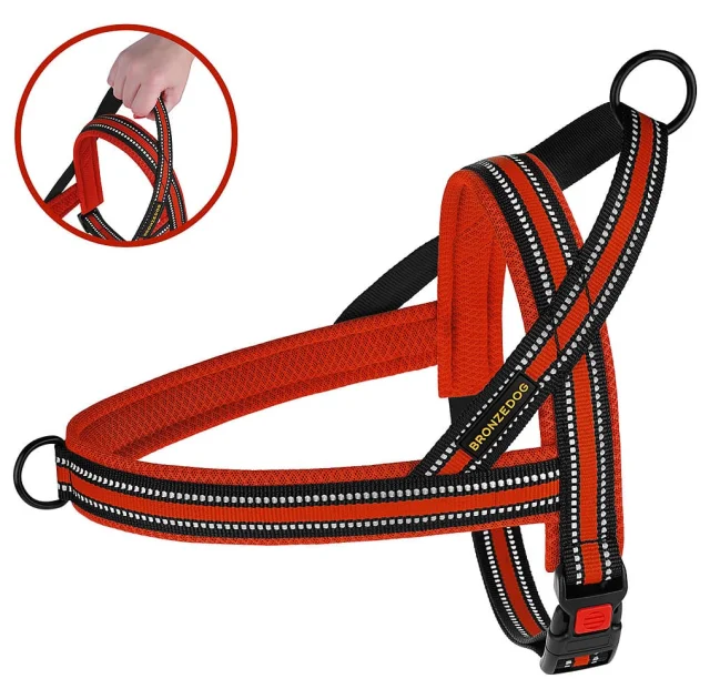 Шлея BronzeDog Mesh Скандинавська для собак, червоний, 32-38 см