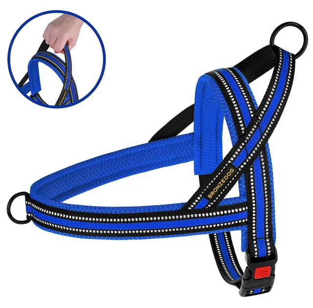 Шлея BronzeDog Mesh Скандинавська для собак, синій, 68-82 см