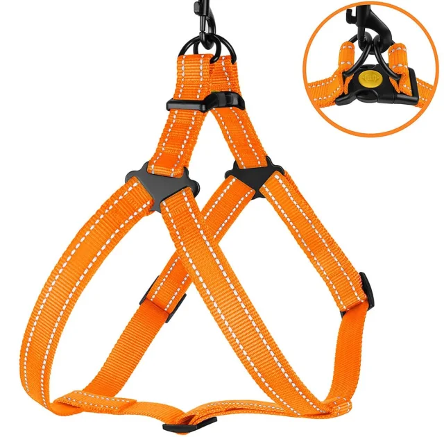 Шлея BronzeDog Active для собак, світловідбиваючий нейлон, помаранчевий, 45-60 см