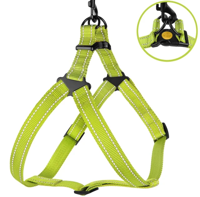 Шлея BronzeDog Active для собак, світловідбиваючий нейлон, салатовий, 57-73 см