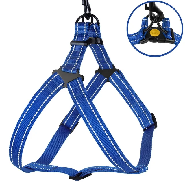 Шлея BronzeDog Active для собак, світловідбиваючий нейлон, синій, 40-53 см