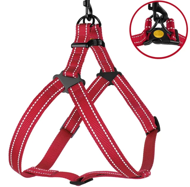 Шлея BronzeDog Active для собак, світловідбиваючий нейлон, червоний, 57-73 см