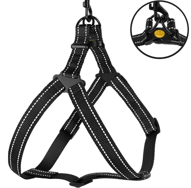 Шлея BronzeDog Active для собак, светоотражающий нейлон, чёрный, 45-60 см