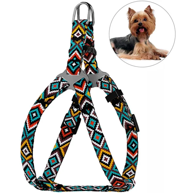 Шлея BronzeDog Tribal для собак, нейлон, принт гуцульський, ментоловий, 28-40 см