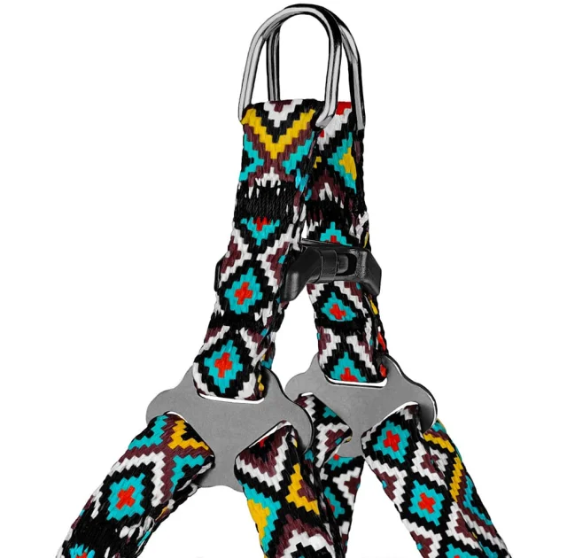 Шлея BronzeDog Tribal для собак, нейлон, принт гуцульський, ментоловий, 28-40 см