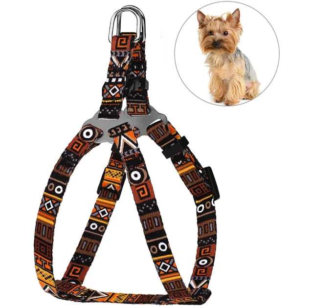 Шлея BronzeDog Tribal для собак, нейлон, принт етнічний, помаранчевий, 28-40 см