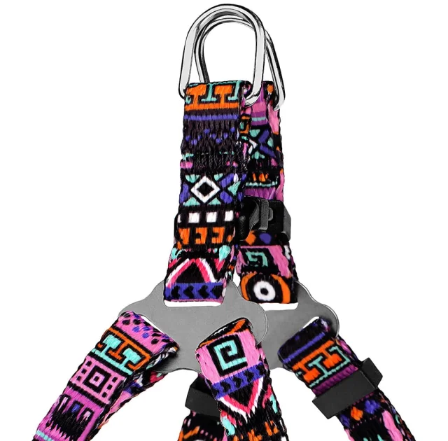 Шлея BronzeDog Tribal для собак, нейлон, принт етнічний, фіолетовий, 28-40 см