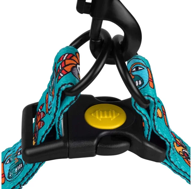 Шлея BronzeDog Tribal для собак, нейлон, принт маска, ментоловый, 45-60 см