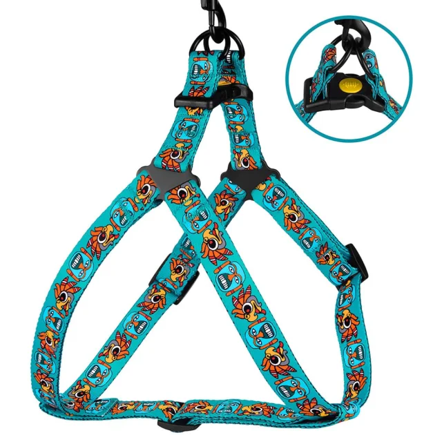 Шлея BronzeDog Tribal для собак, нейлон, принт маска, ментоловый, 57-73 см