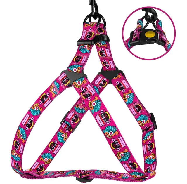 Шлея BronzeDog Tribal для собак, нейлон, принт маска, розовый, 45-60 см