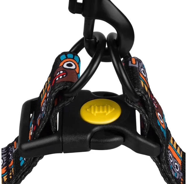 Шлея BronzeDog Tribal для собак, нейлон, принт маска, чёрный, 57-73 см