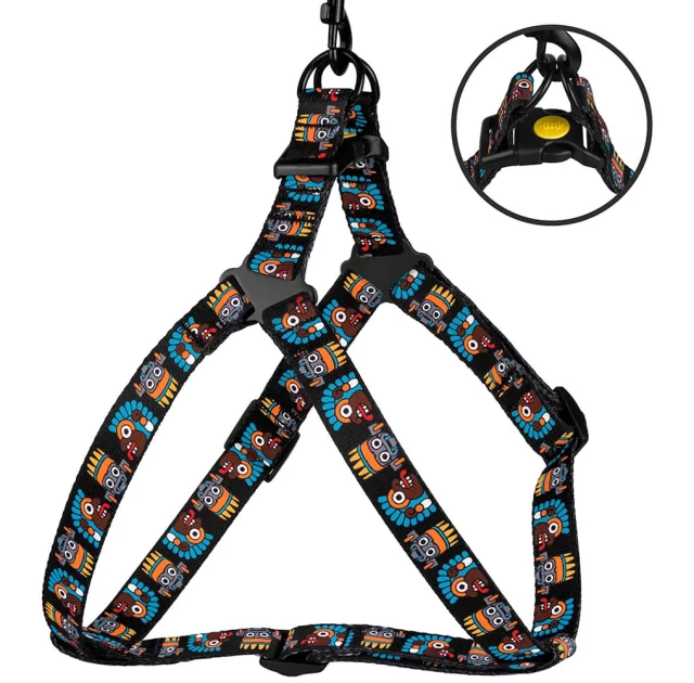 Шлея BronzeDog Tribal для собак, нейлон, принт маска, чёрный, 40-53 см