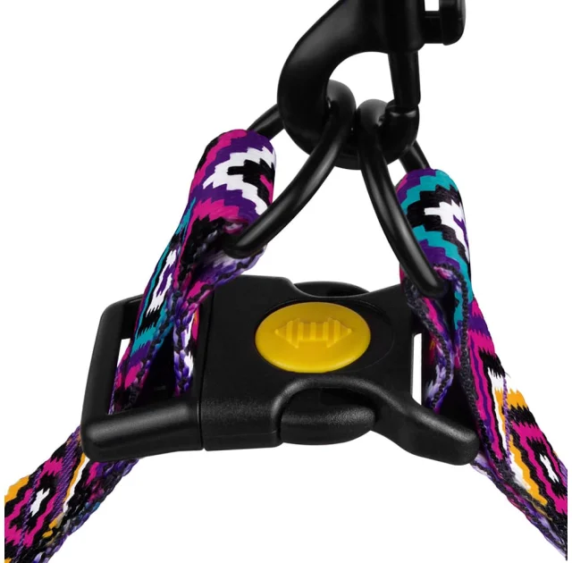 Шлея BronzeDog Tribal для собак, нейлон, принт гуцульський, фіолетовий, 45-60 см