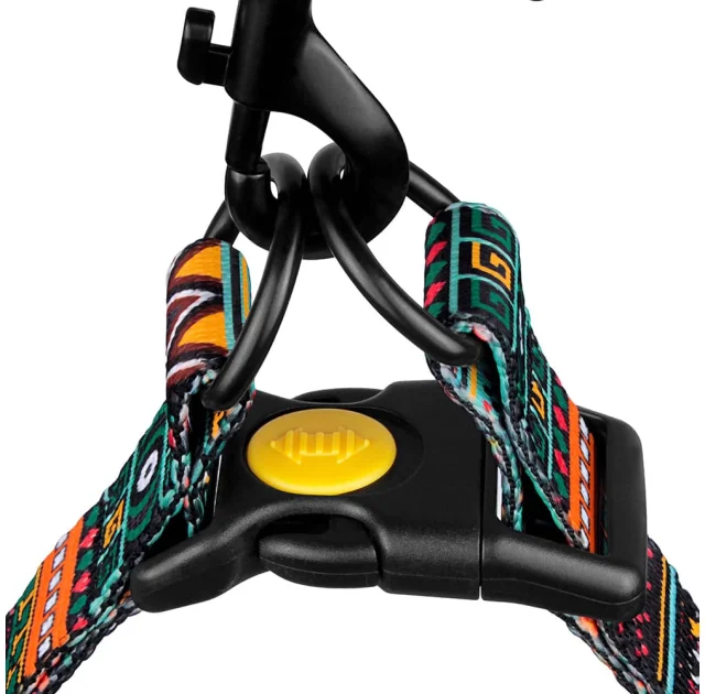 Шлея BronzeDog Tribal для собак, нейлон, принт етнічний, ментоловий, 57-73 см