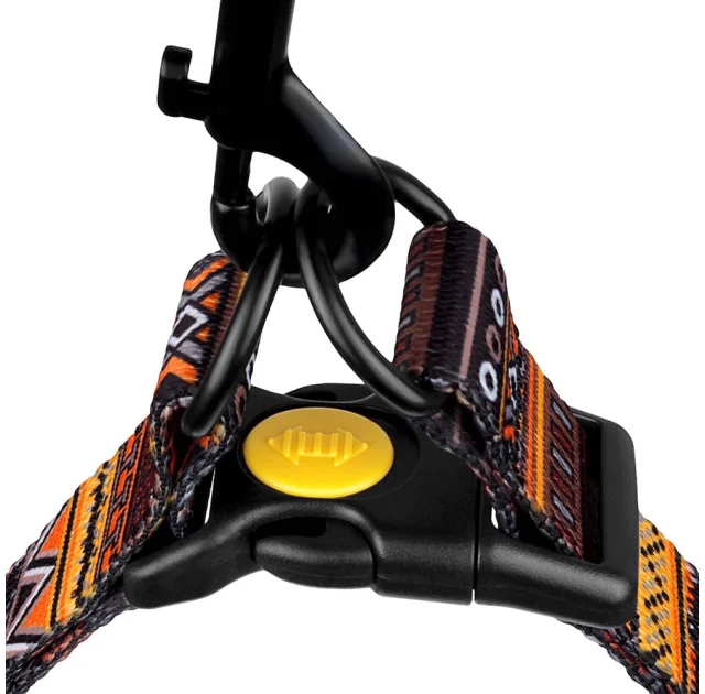 Шлея BronzeDog Tribal для собак, нейлон, принт етнічний, помаранчевий, 40-53 см