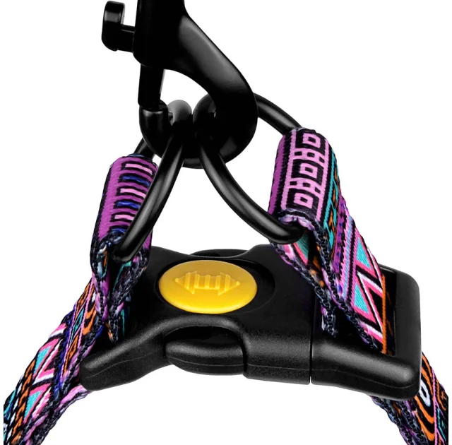 Шлея BronzeDog Tribal для собак, нейлон, принт етнічний, фіолетовий, 45-60 см