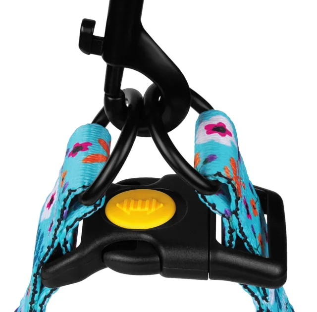 Шлея BronzeDog Tribal для собак, нейлон, принт квіти, ментоловий, 57-73 см