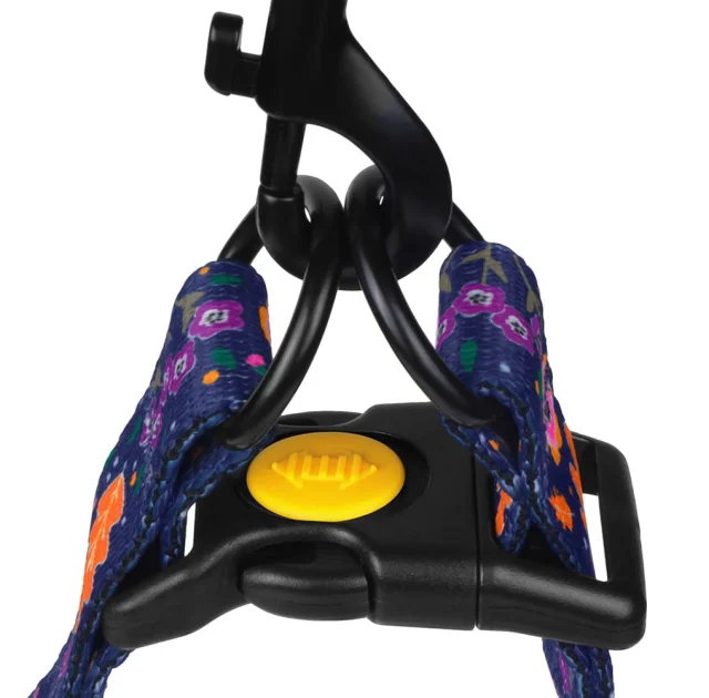 Шлея BronzeDog Tribal для собак, нейлон, принт квіти, синій, 57-73 см