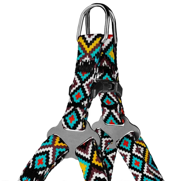 Шлея BronzeDog Urban для собак, нейлон, принт гуцульський, ментоловий, 24-30 см