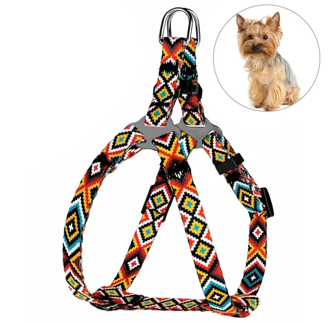 Шлея BronzeDog Urban для собак, нейлон, принт гуцульський, помаранчевий, 24-30 см