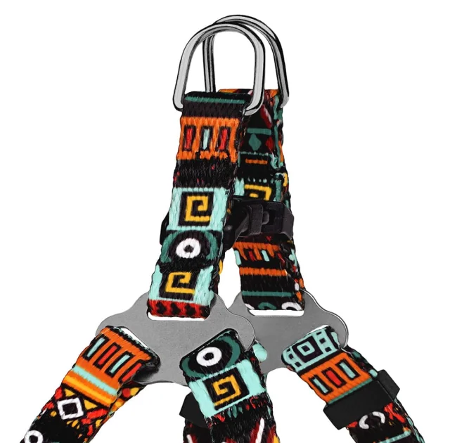 Шлея BronzeDog Urban для собак, нейлон, принт етнічний, ментоловий, 24-30 см