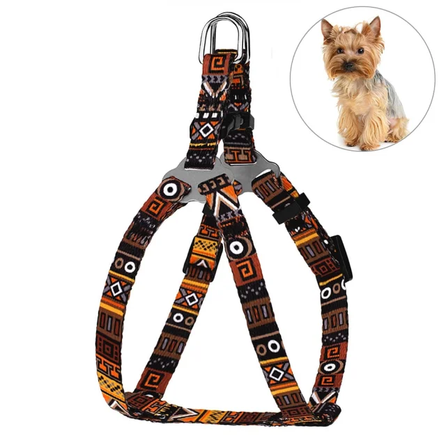 Шлея BronzeDog Urban для собак, нейлон, принт етнічний, помаранчевий, 24-30 см