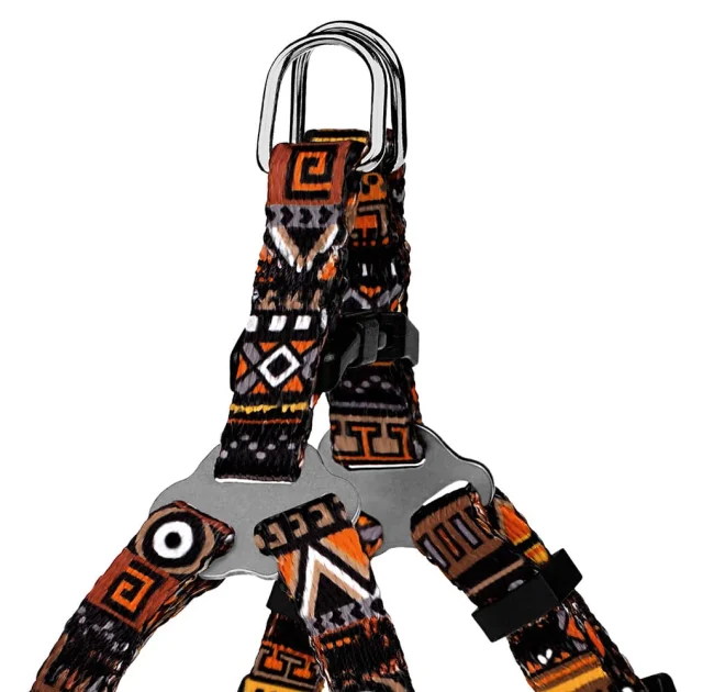 Шлея BronzeDog Urban для собак, нейлон, принт етнічний, помаранчевий, 24-30 см