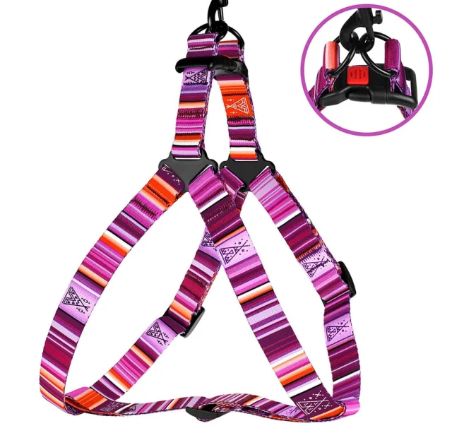 Шлея BronzeDog Urban West для собак, нейлон, фіолетовий, 45-60 см