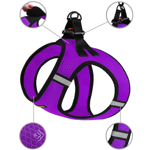 Шлея BronzeDog Mesh Vest для собак, сетчатый нейлон, фиолетовый, 24-26 см