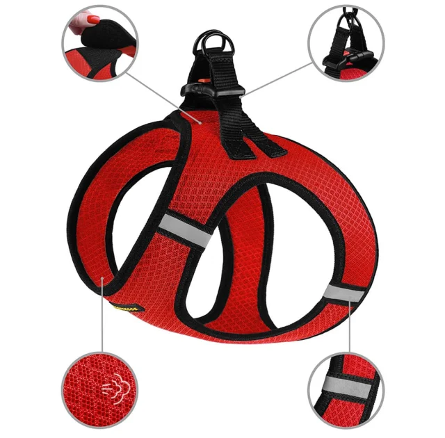 Шлея BronzeDog Mesh Vest для собак, сетчатый нейлон, красный, 20-24 см