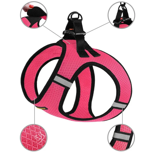 Шлея BronzeDog Mesh Vest для собак, сітчастий нейлон, рожевий, 43-53 см