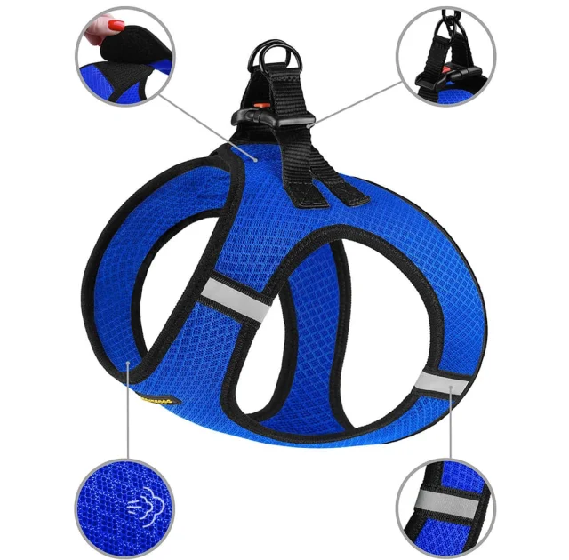 Шлея BronzeDog Mesh Vest для собак, сітчастий нейлон, синій, 43-53 см