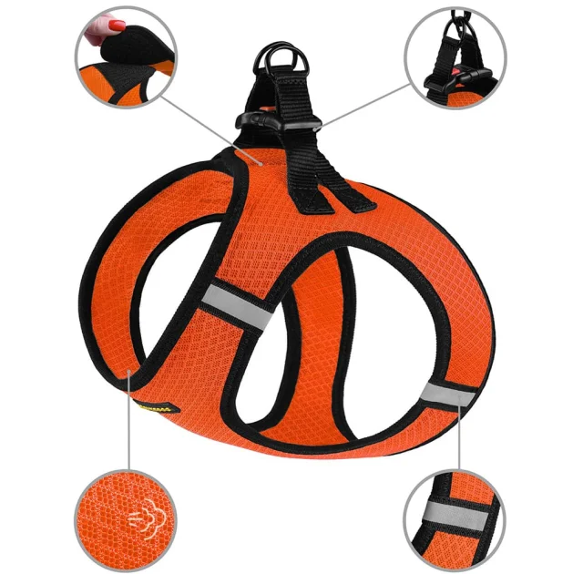 Шлея BronzeDog Mesh Vest для собак, сітчастий нейлон, помаранчевий, 34-42 см
